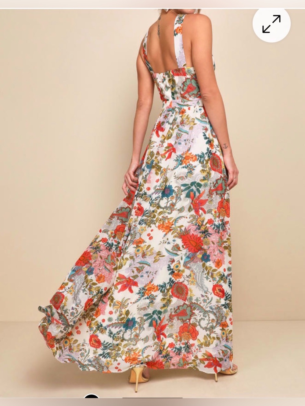 Lulus Lila Cream Floral Print Maxi Dress Size L - Picture 2 of 13